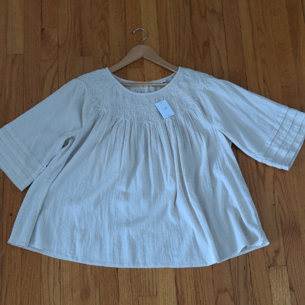 NET J. Jill Beige Blouse with Textured Design size large - Picture 8 of 14